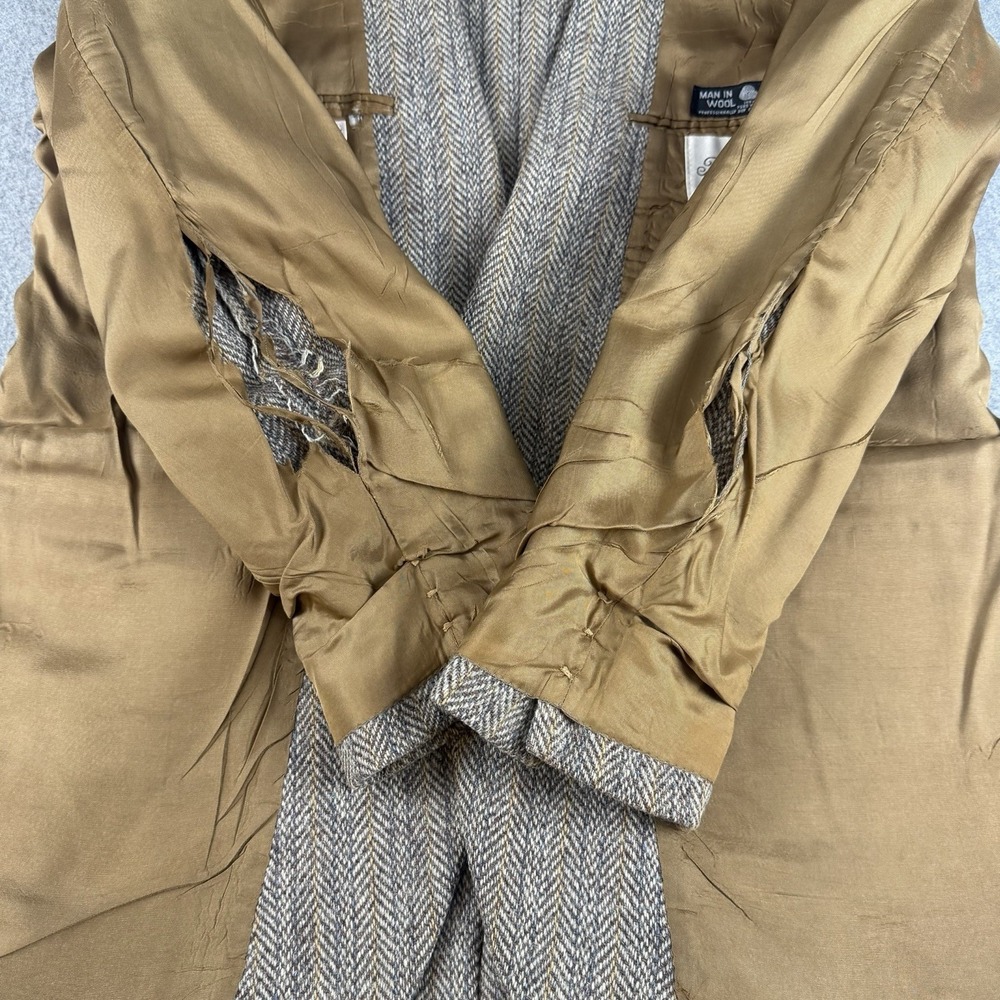Vintage Ballymoore Harris Tweed Herringbone Wool Blazer Sport Coat 44R USA NOTE - Picture 3 of 12